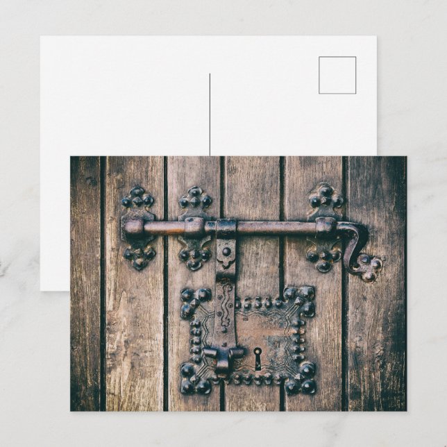 Cartão Postal Bloqueio de porta da Igreja de Nossa Senhora da Pe (Frente/Verso)