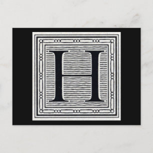 Cartão Postal Bloqueio - Letra "H" - bloco de madeira - inicial