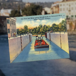 Cartão Postal Bloqueios no rio Savannah em Augusta GA Histórico