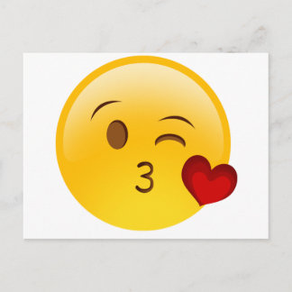 Cartão Postal Blow um beijo emoji.