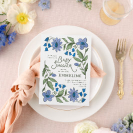 Cartão Postal Blue and Green Sweet Country Floral Baby Shower