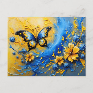 Cartão Postal Blue and Yellow Butterfly # 2