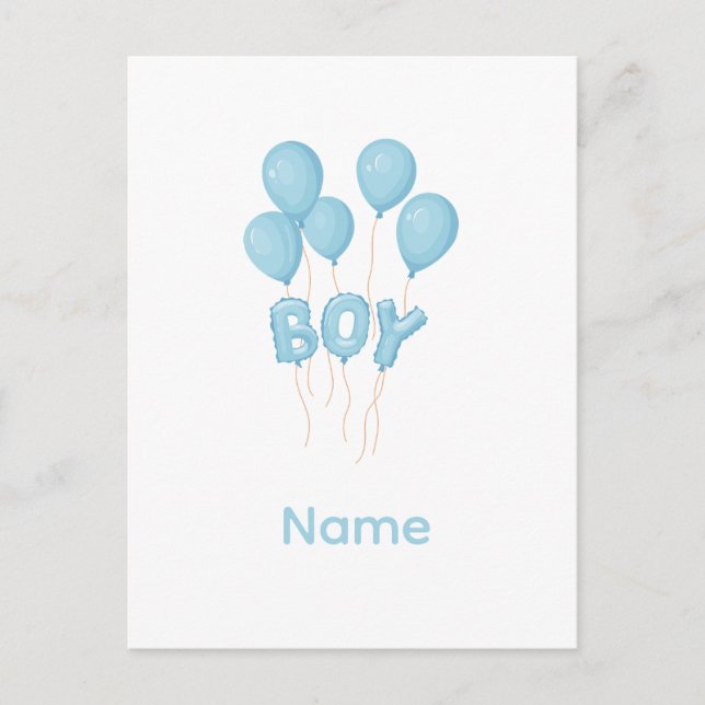 Cartão Postal Blue Baby Boy Balloon Celebration  (Frente)