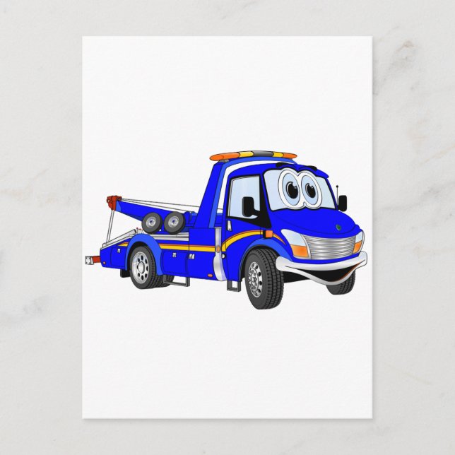 Cartão Postal Blue Cartoon Tow Truck (Frente)