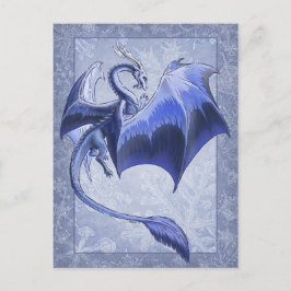 Cartão Postal Blue Dragon of Winter Fantasy Nature Art