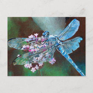 Cartão Postal Blue Dragonfly Resting On Wild Garlic