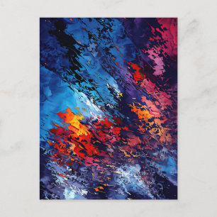 Cartão Postal Blue Ember Blue Red Contemporâneo Abstrato Art