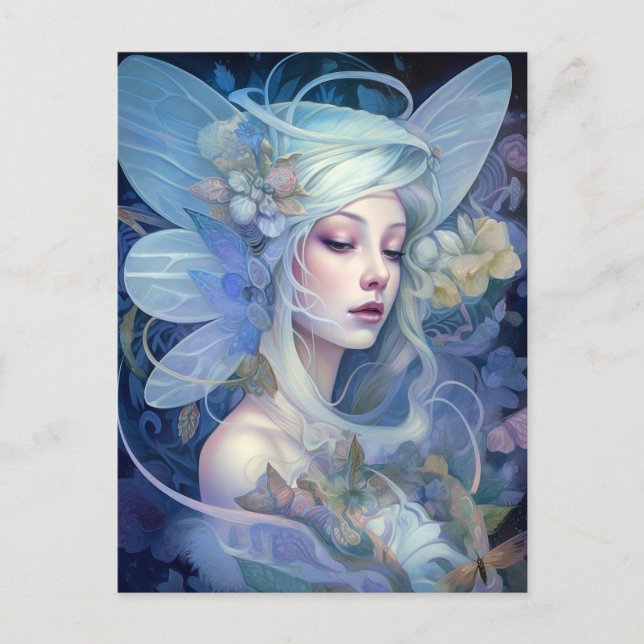 Cartão Postal Blue Fairy Fantasy Art (Frente)