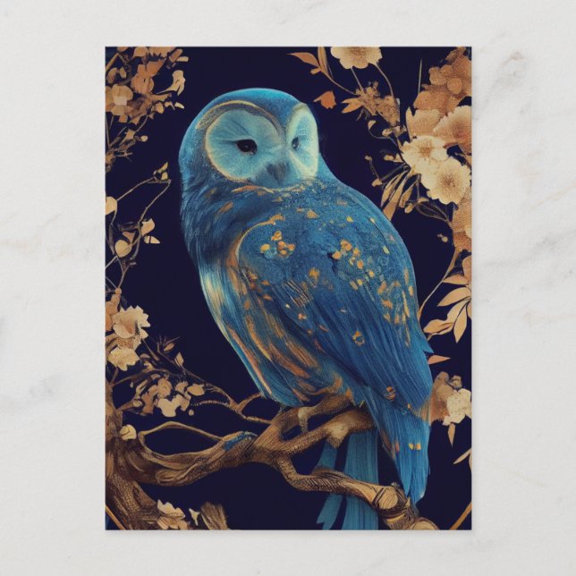 Cartão postal Blue Fantasy Owl (Frente)