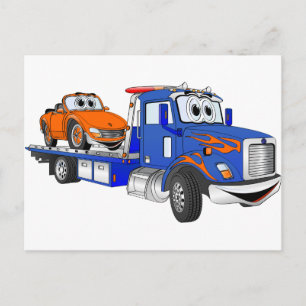 Cartão Postal Blue Flatbed Tow Truck