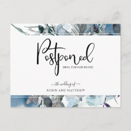 Cartão Postal Blue Floral, Adiamento de Anúncio de Casamento