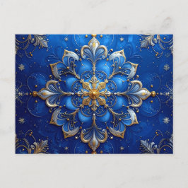 Cartão Postal Blue Gold Decorative Holiday Postcard