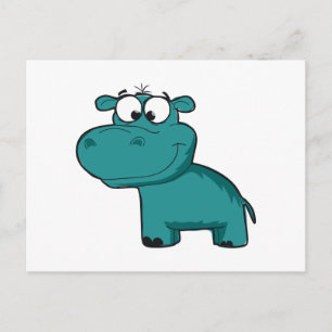 Cartão Postal Blue Happy Hippo