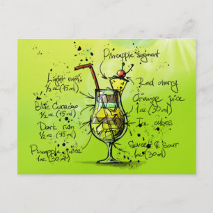 Cartão Postal Blue Hawaii - Presente de Cocktail