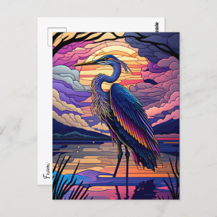 Cartão Postal Blue Heron no Sunset