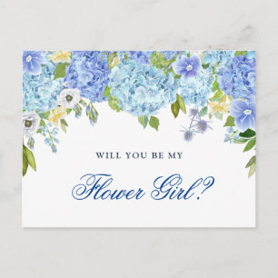 Cartão Postal Blue Hydrangea Floral Você Será Minha Menina Flo
