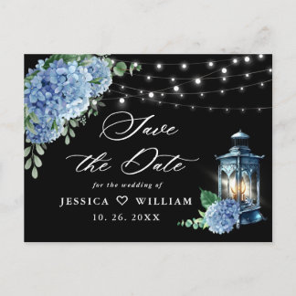 Cartão Postal Blue Hydrangea Lanterna Negra Casamento Salve a Da