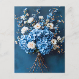 Cartão Postal Blue Hydrangeas and White Blossoms