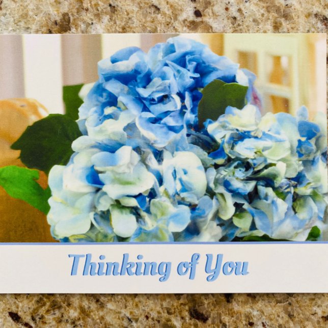 Cartão Postal Blue Hydrangeas | Cartão-postal Pensando em você (Criador carregado)