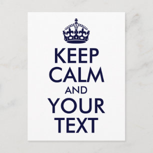 Cartão Postal Blue Keep Calm and Your Text