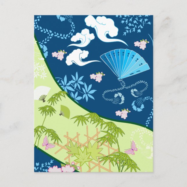 Cartão Postal Blue Kimono (Frente)