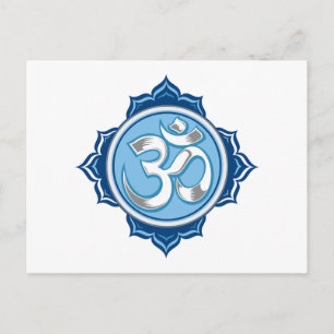 Cartão Postal Blue Lotus Om