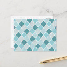 Blue Marroquino Trellis, Laticework, Quatrefoil