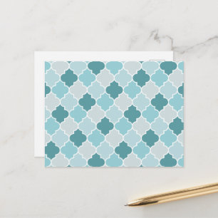 Cartão Postal Blue Marroquino Trellis, Laticework, Quatrefoil