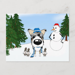 Cartão Postal Blue Merle Smooth Collie Winter Snow