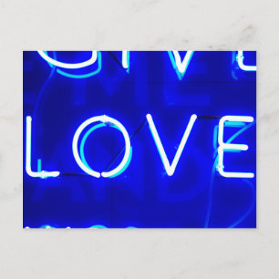 Cartão Postal Blue Neon Love