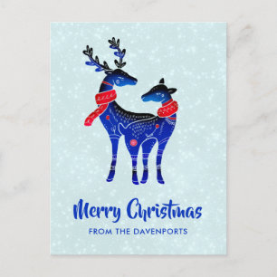 Cartão Postal Blue Nordic Christmas Reindepaer