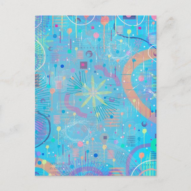 Cartão Postal Blue Pastels Dream Abstract  (Frente)