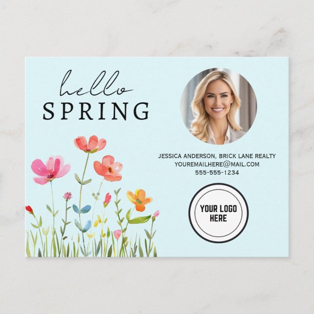 Cartão Postal Blue Professional Hello Spring Estate (Frente)