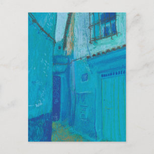 Cartão Postal Blue Street Chefchaouen Marrocos Pastel Ar