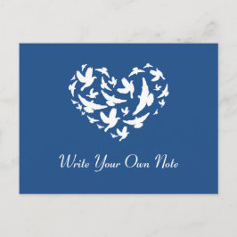 Cartão Postal Blue Themed Wedding Bird Heart Obrigado Cartão-Pos