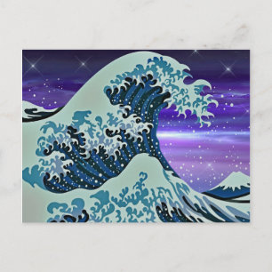 Cartão Postal Blue Tsunami Wave Japonês Drake