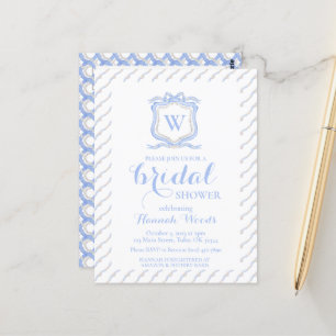 Cartão Postal Blue Wedgwood Monograma Crista Grandmillenial