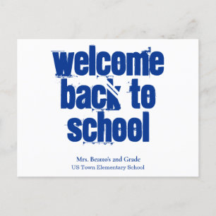 Cartão Postal Blue Welcome Back to School Postcard