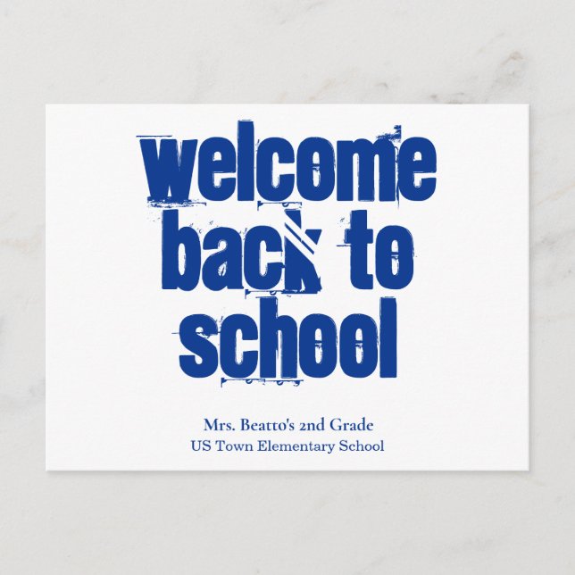 Cartão Postal Blue Welcome Back to School Postcard (Frente)