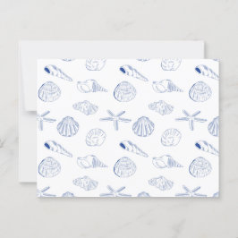 Cartão Postal Blue White Mand Drawn Sea Shels Beach Summer