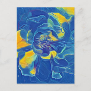 Cartão Postal Blue Wild Floral Rosa Fine Art
