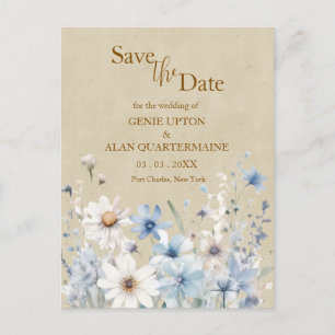 Cartão Postal Blue Wildflower Save the Date