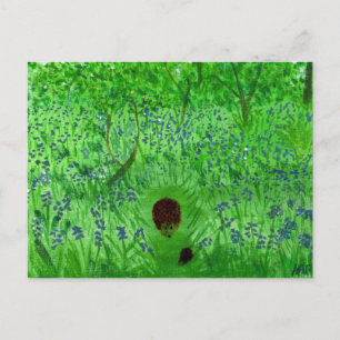 Cartão Postal Bluebell Wood Hedgehogs
