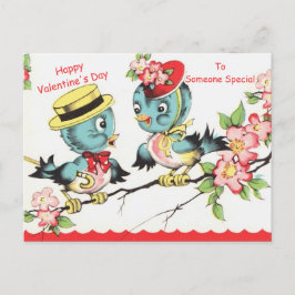 Cartão Postal Bluebiirds & Blossoms de Namorados bonito Cópia de