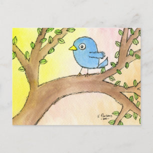 Cartão Postal Bluebird em árvore
