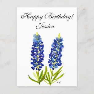 Cartão Postal Bluebonnets Flores do Estado do Texas Lupino Aquar