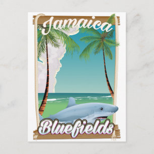Cartão Postal Bluefields, poster de férias na praia da Jamaica.