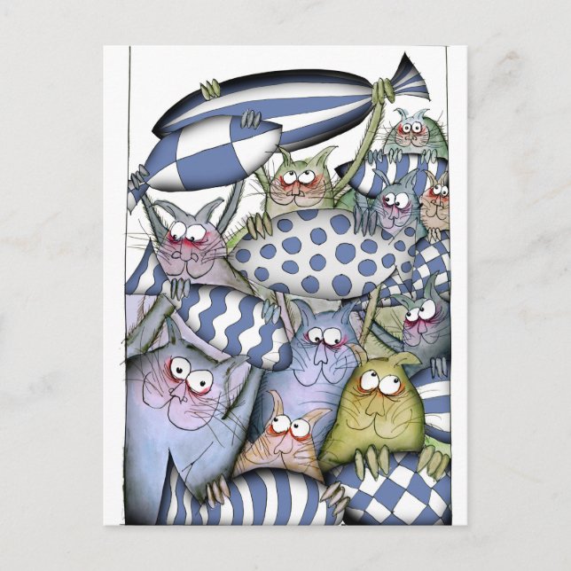 Cartão Postal blues de gatinho (Frente)