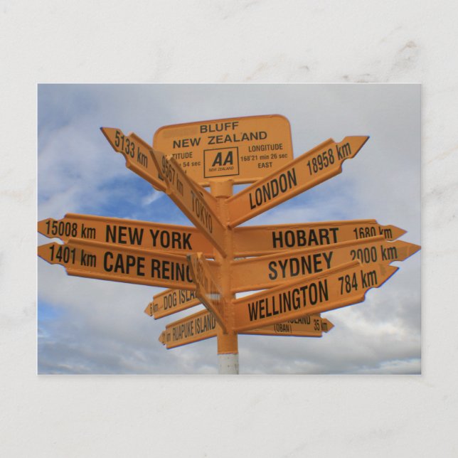 Cartão Postal Bluff, Nova Zelândia (Frente)