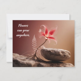 Cartão Postal Blume auf Stein mit Spruch